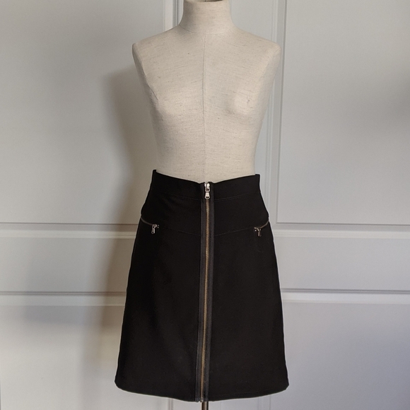 Marc By Marc Jacobs Skirt Mini Exposed Zipper Front Stripe Seams Black 10 EUC - Picture 2 of 15